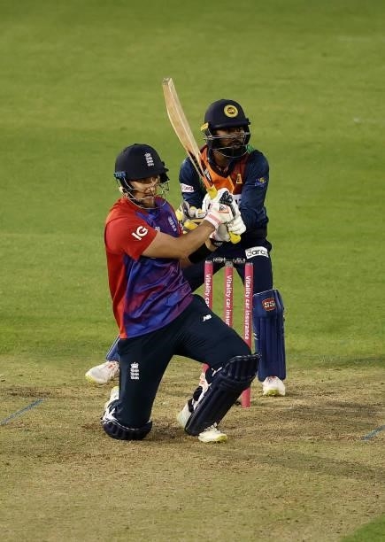 Liam Livingstone of England bats during the T20 International Series second T20I match between England and Sri Lanka at Sophia Gardens on June 24,...