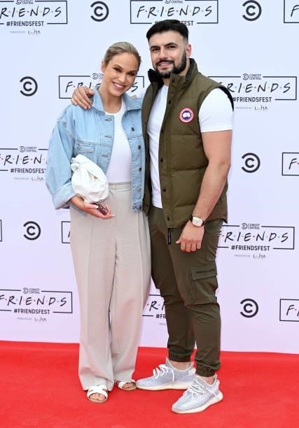 Vicky Pattison and Ercan Ramadan attend the Comedy Central's FriendsFest: London Photocall at Clapham Common on June 24, 2021 in London, England.