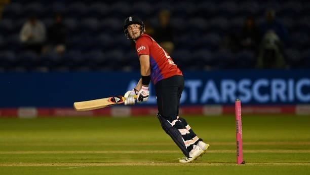 Liam Livingstone of England bats during the 2nd T20 International match between England and Sri Lanka at Sophia Gardens on June 24, 2021 in Cardiff,...