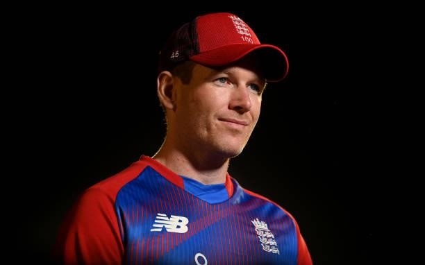 England captain Eoin Morgan is interviewed after the 2nd T20 International match between England and Sri Lanka at Sophia Gardens on June 24, 2021 in...