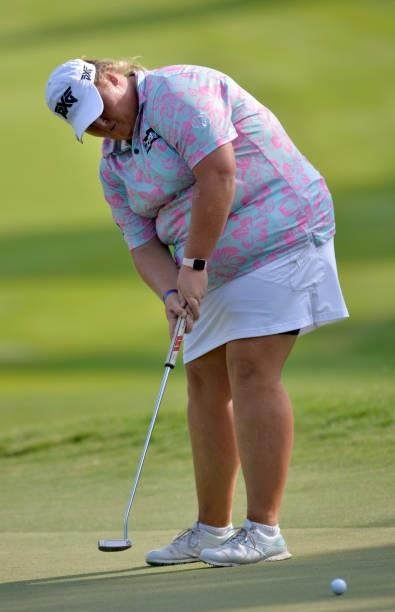 Haley Moore putts during the first round of the KPMG Women's PGA Championship at Atlanta Athletic Club on June 24, 2021 in Johns Creek, Georgia.