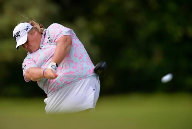 Haley Moore tees off during the first round of the KPMG Women's PGA Championship at Atlanta Athletic Club on June 24, 2021 in Johns Creek, Georgia.