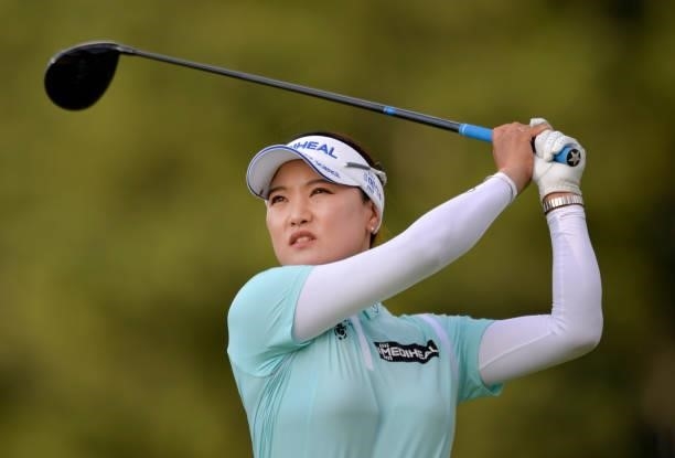 Ryu So-yeon of South Korea plays her shot during the first round of the KPMG Women's PGA Championship at Atlanta Athletic Club on June 24, 2021 in...