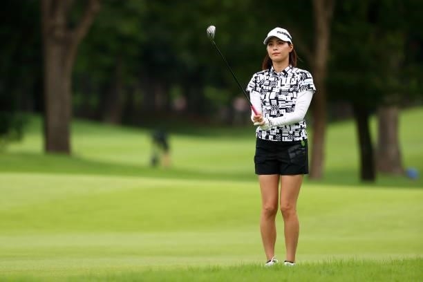 Hina Arakaki of Japan is seen before her second shot on the 11th hole during the second round of the Earth Mondamin Cup at Camellia Hills Country...