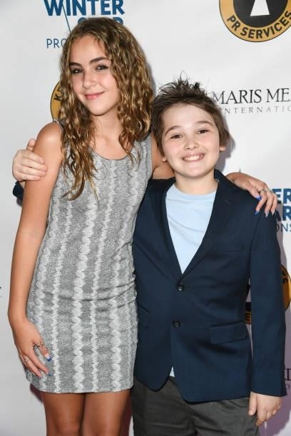 Actors Lexy Kolker and Cooper Friedman attend the premiere of "Secret Agent Dingledorf and His Trusty Dog Splat