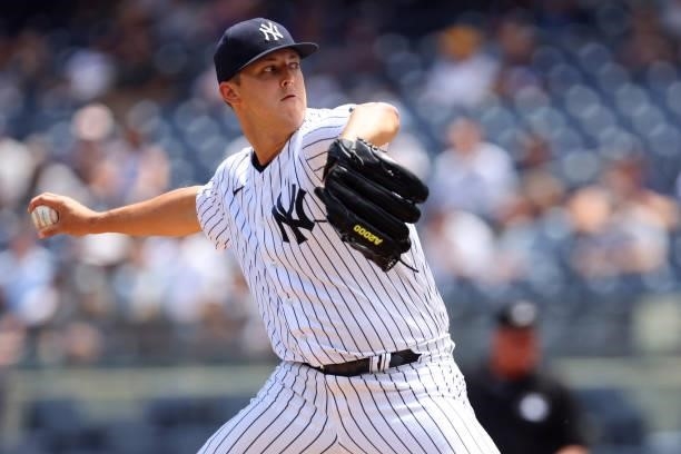 Jameson Taillon of the New York Yankees in action against the Kansas City Royals during a game at Yankee Stadium on June 24, 2021 in New York City....