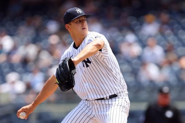 Jameson Taillon of the New York Yankees in action against the Kansas City Royals during a game at Yankee Stadium on June 24, 2021 in New York City....