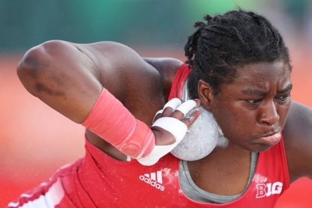 Khayla Dawson competes in the Women's Shot Put Finals on day seven of the 2020 U.S. Olympic Track & Field Team Trials at Hayward Field on June 24,...