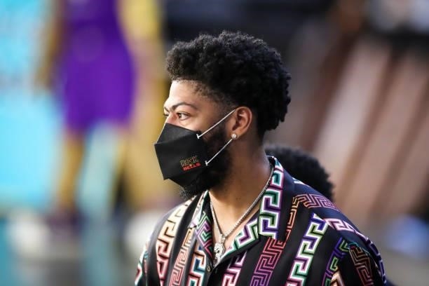 Anthony Davis of the Los Angeles Lakers attends the game between the Los Angeles Sparks and the Washington Mystics at Los Angeles Convention Center...
