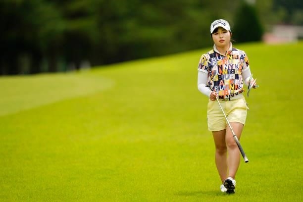 Shuri Sakuma of Japan walks on the 10th hole during the final round of the JLPGA Pro Test at Shizu Hills Country Club on June 25, 2021 in...