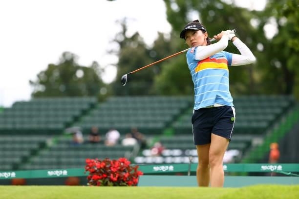 Teresa Lu of Chinese Taipei hits her tee shot 1 during the second round of the Earth Mondamin Cup at Camellia Hills Country Club on June 25, 2021 in...