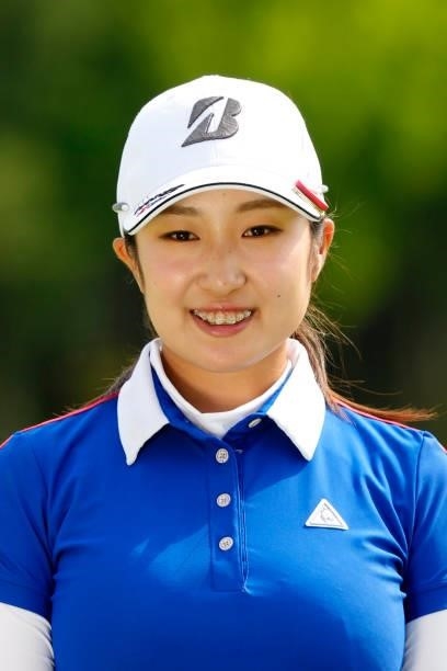 Miyu Abe of Japan poses for photographs after passing the professional test following the final round of the JLPGA Pro Test at Shizu Hills Country...