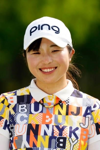 Shuri Sakuma of Japan poses for photographs after passing the professional test following the final round of the JLPGA Pro Test at Shizu Hills...
