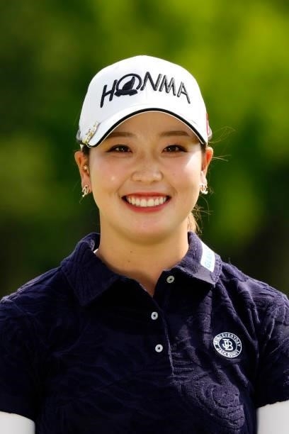 Miyu Goto of Japan poses for photographs after passing the professional test following the final round of the JLPGA Pro Test at Shizu Hills Country...