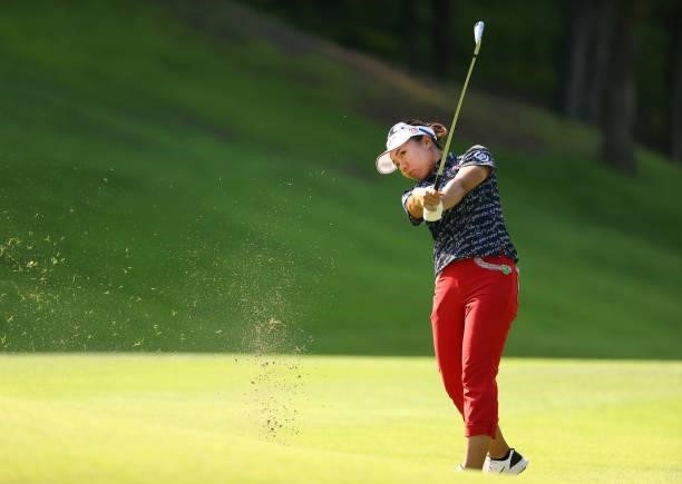 Pei-Ying Tsai of Chinese Taipei hits her second shot on the 16th hole during the second round of the Earth Mondamin Cup at Camellia Hills Country...
