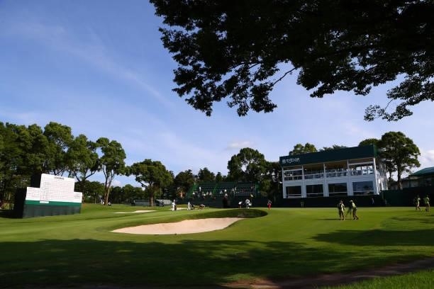 General view of the 18th green during the second round of the Earth Mondamin Cup at Camellia Hills Country Club on June 25, 2021 in Sodegaura, Chiba,...