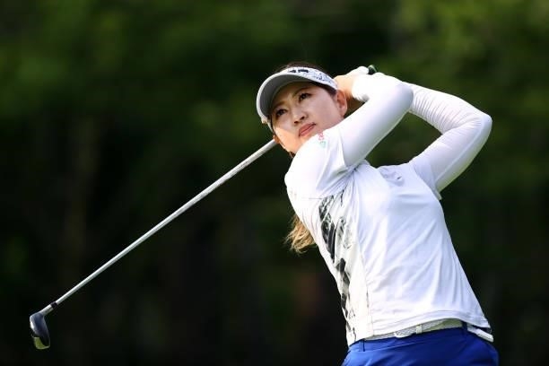 Hikari Kawamitsu of Japan hits her tee shot on the 9th hole during the second round of the Earth Mondamin Cup at Camellia Hills Country Club on June...