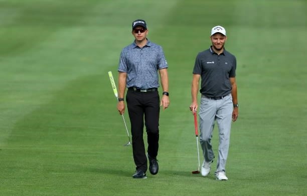 Dean Burmester of South Africa and Maximilian Kieffer of Germany on the 15th fairway during the second round of The BMW International Open at...