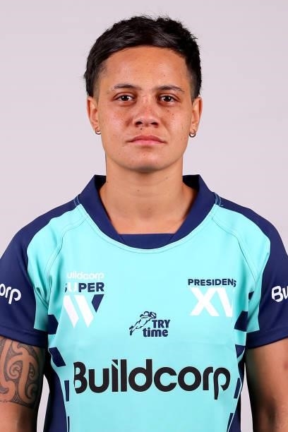 Jasmin Huriwai of the President's XV poses during the President's XV Super W Headshots Session at Pacific Bay Hotel on June 25, 2021 in Coffs...