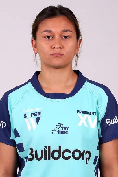 Emma Bradford of the President's XV poses during the President's XV Super W Headshots Session at Pacific Bay Hotel on June 25, 2021 in Coffs Harbour,...