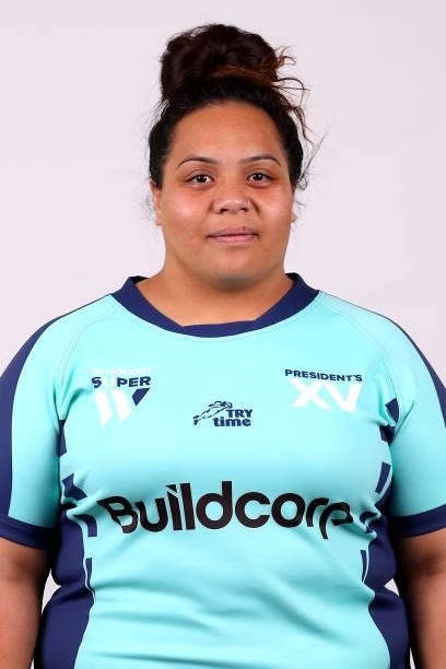 Melissa Fatu of the President's XV poses during the President's XV Super W Headshots Session at Pacific Bay Hotel on June 25, 2021 in Coffs Harbour,...