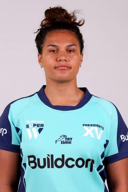 Grace Qaranivalu of the President's XV poses during the President's XV Super W Headshots Session at Pacific Bay Hotel on June 25, 2021 in Coffs...