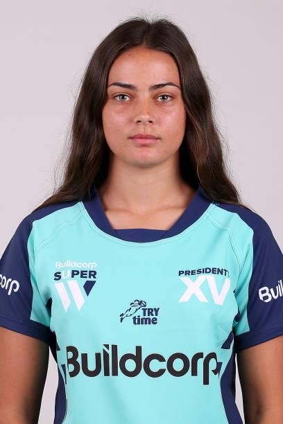 Tylah Vallance of the President's XV poses during the President's XV Super W Headshots Session at Pacific Bay Hotel on June 25, 2021 in Coffs...