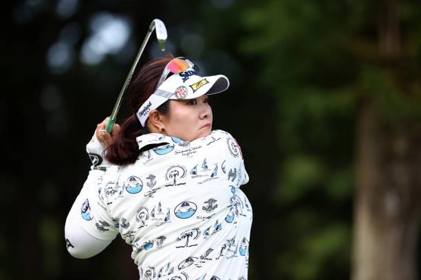 Miki Sakai of Japan hits her tee shot on the 9th hole during the second round of the Earth Mondamin Cup at Camellia Hills Country Club on June 25,...