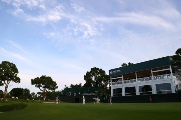 General view on the 18th green during the second round of the Earth Mondamin Cup at Camellia Hills Country Club on June 25, 2021 in Sodegaura, Chiba,...