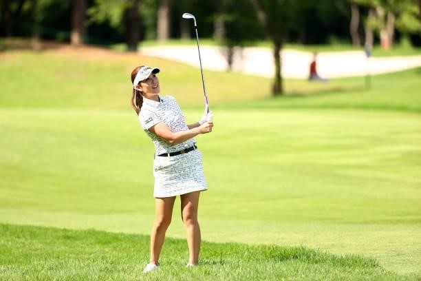 Mami Fukuda of Japan plays a shot on the 16th hole during the second round of the Earth Mondamin Cup at Camellia Hills Country Club on June 25, 2021...