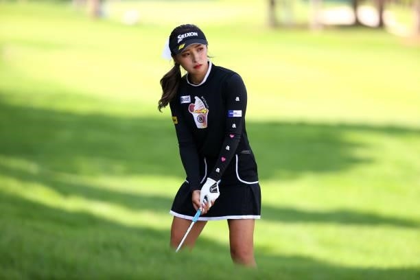 Reika Usui of Japan is seen before a shot on the 16th hole during the second round of the Earth Mondamin Cup at Camellia Hills Country Club on June...
