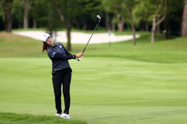 Mone Inami of Japan hits her third shot on the 16th hole during the second round of the Earth Mondamin Cup at Camellia Hills Country Club on June 25,...