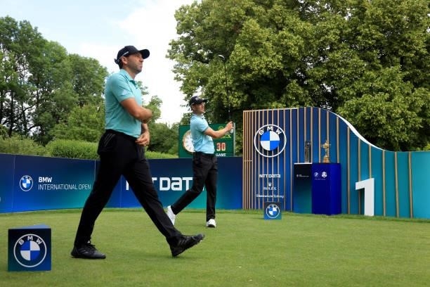 Martin Kaymer of Germany on the 1st tee along with Sergio Garcia of Spain during the second round of The BMW International Open at Golfclub Munchen...