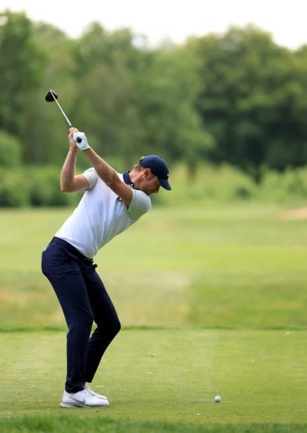 Chris Wood of England on the 13th tee during the second round of The BMW International Open at Golfclub Munchen Eichenried on June 25, 2021 in...