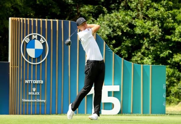 Armature golfer, Matthias Schmid of Germany on the 15th tee during the second round of The BMW International Open at Golfclub Munchen Eichenried on...