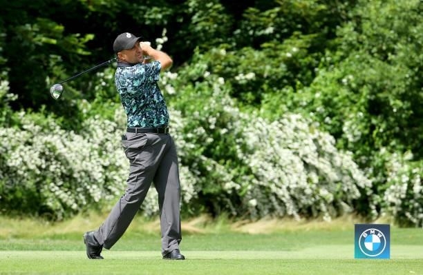 Darren Fichardt of South Africa on the 15th tee during the second round of The BMW International Open at Golfclub Munchen Eichenried on June 25, 2021...