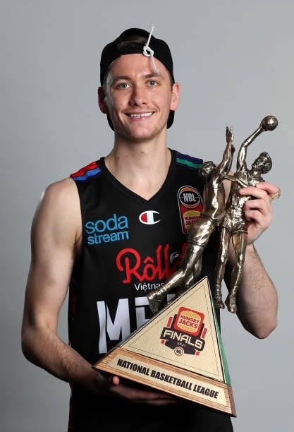 Sam Short of United poses following victory in game three of the NBL Grand Final Series between Melbourne United and the Perth Wildcats at John Cain...