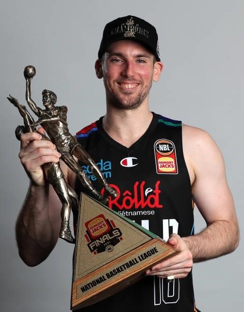 Mitch McCarron of United poses following victory in game three of the NBL Grand Final Series between Melbourne United and the Perth Wildcats at John...