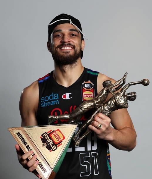 Shea Ili of United poses following victory in game three of the NBL Grand Final Series between Melbourne United and the Perth Wildcats at John Cain...
