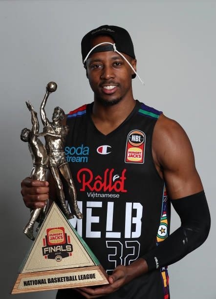 Scotty Hopson of United poses following victory in game three of the NBL Grand Final Series between Melbourne United and the Perth Wildcats at John...