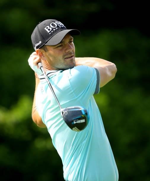 Martin Kaymer of Germany on the 15th tee during the second round of The BMW International Open at Golfclub Munchen Eichenried on June 25, 2021 in...
