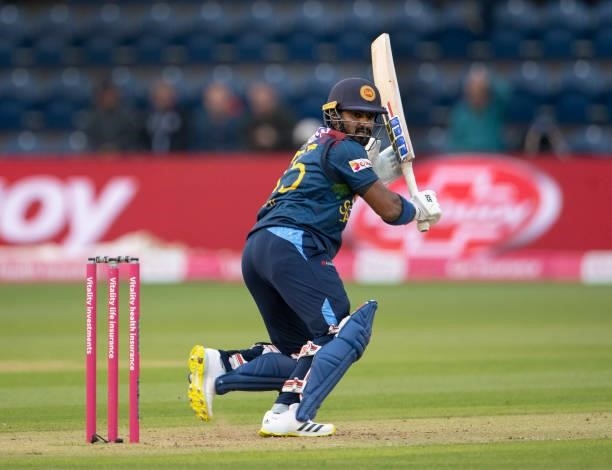 Kusal Perera of Sri Lanka batting during the 2nd T20I between England and Sri Lanka at Sophia Gardens on June 24, 2021 in Cardiff, Wales.