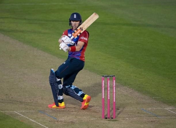 Sam Billings of England batting during the 2nd T20I between England and Sri Lanka at Sophia Gardens on June 24, 2021 in Cardiff, Wales.