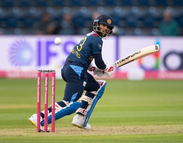 Kusal Mendis of Sri Lanka in batting during the 2nd T20I between England and Sri Lanka at Sophia Gardens on June 24, 2021 in Cardiff, Wales.
