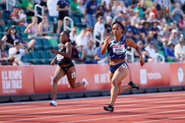 Dezerea Bryant competes in the Women' 200 Meters Semi-Finals during day eight of the 2020 U.S. Olympic Track & Field Team Trials at Hayward Field on...