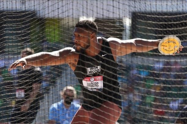 Reggie Jagers competes in the Men's Discus Throw Final during day eight of the 2020 U.S. Olympic Track & Field Team Trials at Hayward Field on June...