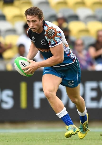 Jack Hayson of Oceania runs the ball during the Oceania Sevens Challenge match between Australia and Oceania at Queensland Country Bank Stadium on...