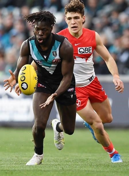 Martin Frederick of Port Adelaide during the round 15 AFL match between the Port Adelaide Power and the Sydney Swans at Adelaide Oval on June 26,...