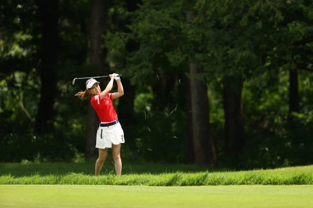 Ayako Kimura of Japan hits her second shot on the 8th hole during the third round of the Earth Mondamin Cup at Camellia Hills Country Club on June...