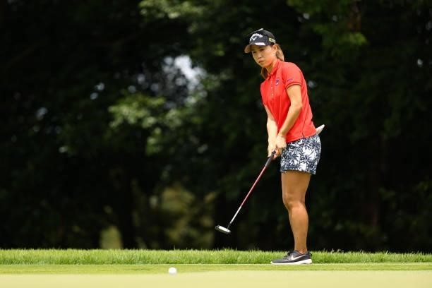 Momoko Ueda of Japan attempts a putt on the 6th green during the third round of the Earth Mondamin Cup at Camellia Hills Country Club on June 26,...